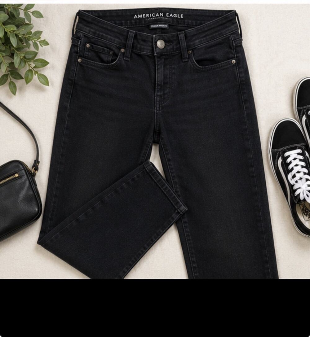 American Eagle Dream Stretch Black Jeans Women’s 8 Short Skinny